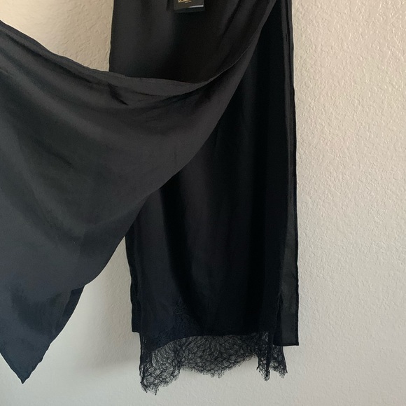 NWT Massimo Dutti Black Lace Trim V Neck Dress 10 - Picture 5 of 7